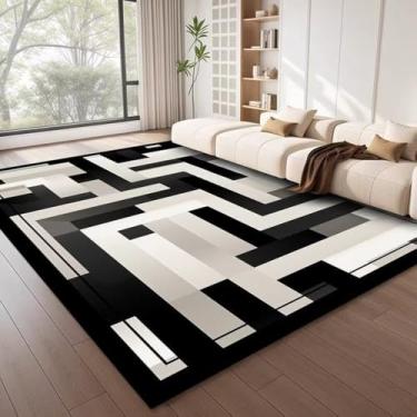Imagem de Tapetes grandes geométricos estilo nórdico para sala de estar, decoração moderna, carpete para casa, tapete leve de luxo para quarto, flanela, 1.200 x 250 cm, 78,7 x 98 pol.