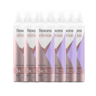 Imagem de Kit Desodorante Aerosol Rexona Clinical Extra Dry 91g - 6 Unidades