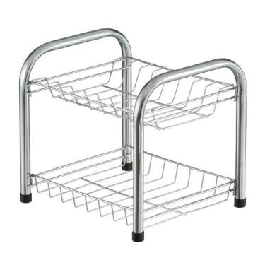 Imagem de Escorredor de Louça Duplo 08 Pratos Desmontável Cromado Organização Co