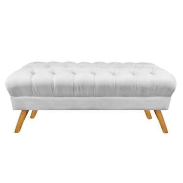 Imagem de Puff Decorativo Retrô Paris Capitonê 1 Metro Pé Palito Suede Branco - 