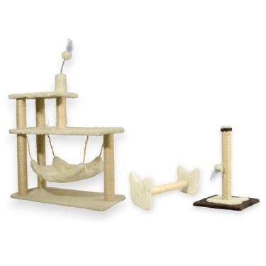 Imagem de Arranhador Para Gatos 3 Plataformas Rede E Brinquedos Poste P Torre Si