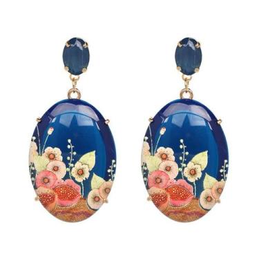 Imagem de Brincos Feminino Delicado Floral Redondo Sobrepor - anjo da mamãe, Azu