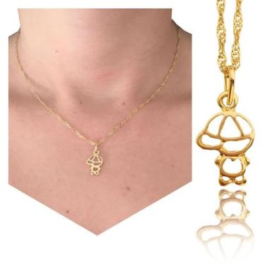 Imagem de Correntinha Feminina com Pingente Filho Menino Folheada a Ouro 18k - D