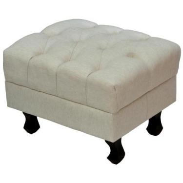 Imagem de Puff París Luis Xv L02 Capitone Tecido Linho Pés Madeira - Lyam Decor