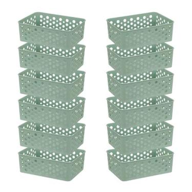 Imagem de Kit 12 Cestos Moderno Organizador Decorativo Gaveta Closet Otimização 