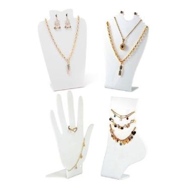 Imagem de Busto Expositor De Brinco E Colar P/  Bijuterias Joias 4 Pçs - Acrilik