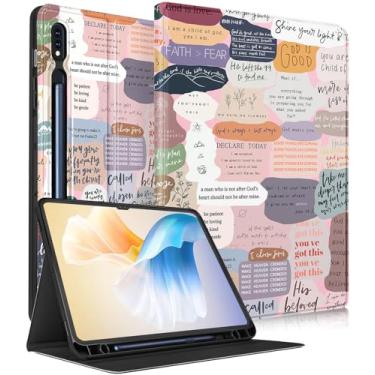 Imagem de Wazzasoft Capa para Samsung Galaxy Tab S8/S9 Ultra de 14,6 polegadas 2022/2023 para mulheres e meninas - Capa fólio com suporte para lápis, lindas capas femininas com citações Kawaii, design bonito