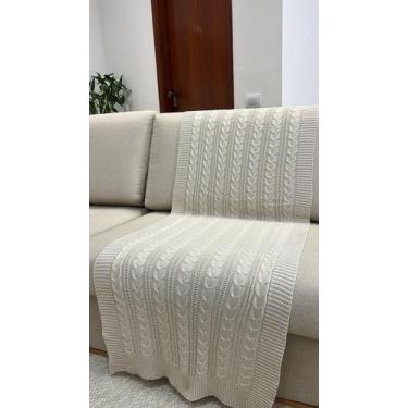 Imagem de Peseira Manta Trança Tricot Cama Solteiro 160x60cm Madrid - Calu Trico
