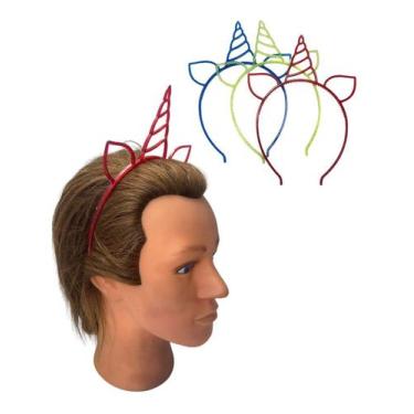 Imagem de Kit 6 Tiaras Arco com Glitter Unicórnio Colorido Fantasia - Blook