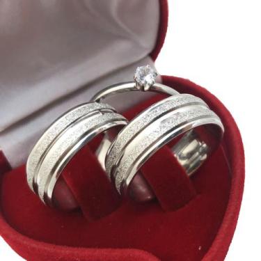 Imagem de Par Aliança Namoro Aço Inox Chanfrada 8MM Prata - Dolce Vita Alianças,