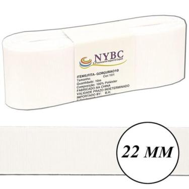 Imagem de Fita Gorgurão Artesanato Laço 10m 22mm Cores Variadas Nybc, Branco
