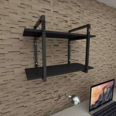 Imagem de Prateleira industrial para escritório aço cor preto prateleiras 30cm c