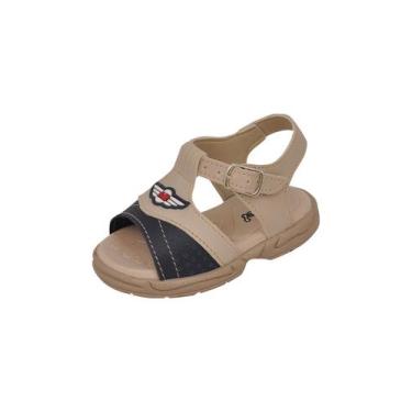 Imagem de Sandália Ortopédica Infantil Menino Fivela Marfim e Marinho - Raniel C