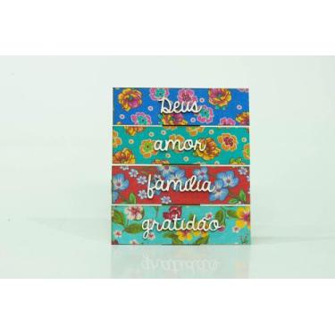 Imagem de Placa de Mesa Deus Amor Família Gratidão   20,5X18cm - Wersen  Artesan