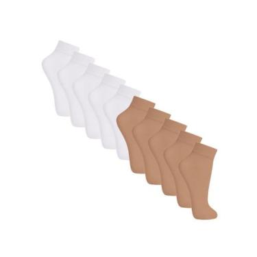 Imagem de Kit com 10 Meias Soquete Fio 20 Loba 5530-001 - LUPO, Branco