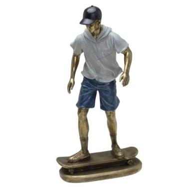 Imagem de Figura Decorativa Estatueta Homem Skatista 27 X 13 X 10 Cm - MABRUK