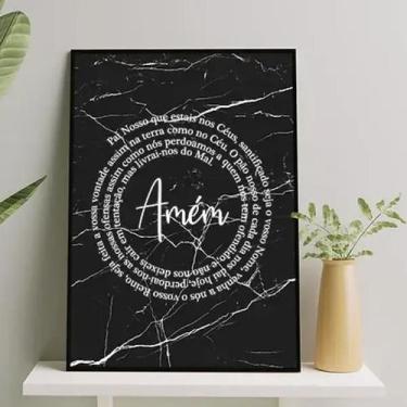 Imagem de Quadro Oração Pai Nosso Fundo Mármore 45x34cm - com vidro - Quadros On