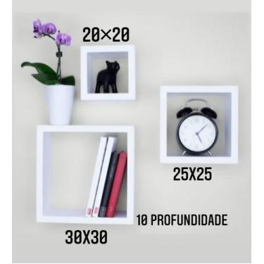 Imagem de Nicho Decorativo de parede Sala MDF kit 3 Peças 30x25x20 Branco Decora
