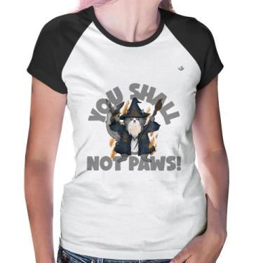Imagem de Baby Look Raglan You shall not paws - Foca na Moda, Branco, Preto, G