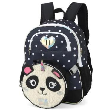 Imagem de Mochila Infantil UP4YOU Panda + Lancheira Acessórios Luxcel, Preto