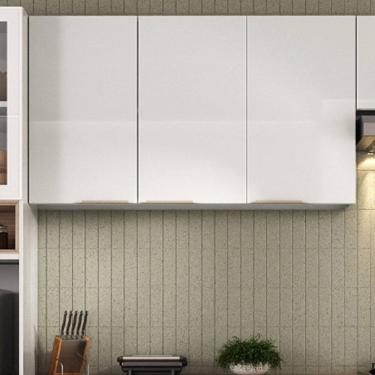 Imagem de Armário Aéreo Alto em Aço 3 Portas com Dobradiças Slow Motion Renova Branco Neve