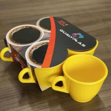 Imagem de Kit 04 Xícaras Café Acrílico Cores Diversas 70ml Cappuccino - Fortinje