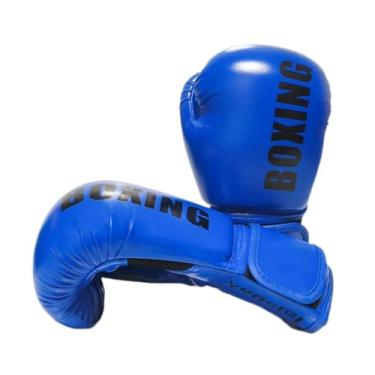 Imagem de Vaveren Luvas de treinamento de boxe, saco de pancadas, suporte de pulso, leve, equipamento de boxe, suprimentos para iniciantes, prática de jogo, Azul, 10 onças