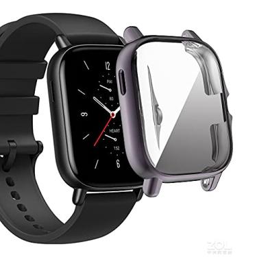 Imagem de Compatível com Amazfit GTS 2 Smartwatch Capa ultrafina TPU 360° Protetor de tela de corpo inteiro, à prova d'água, à prova de choque, para Amazfit GTS 2 (cinza)