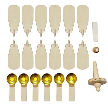 Imagem de RUAIGRD Kit de substituição de pirâmide de Natal, 12 ventiladores, 6 suportes de vela, suporte de lâminas de ventilador, nub