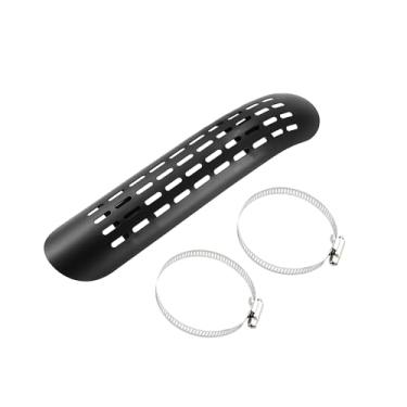 Imagem de Motoforti 1 conjunto de proteção de calor de escape universal curva de motocicleta tubo de escape protetor de silenciador com grampos de 70-100 mm preto de longa duração