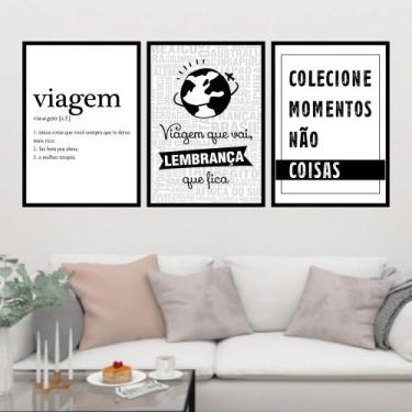 Imagem de Quadros Turismo Agencia De Viagens Kit 3 Peças 20x28cm - camaleão deco