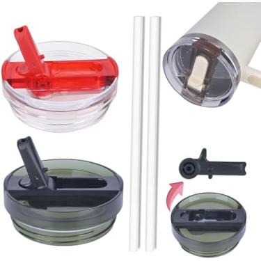 Imagem de Copo removível de 850 g para acessório de copo Stanley, tampas à prova de vazamento para copo Stanley, acessórios compatíveis com capa Stanley Cups (preto e vermelho, 850 g)