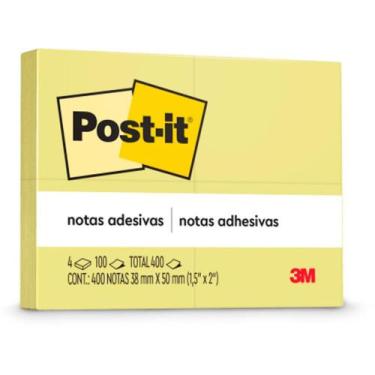 Imagem de Bloco de Recado POST-IT 653 Amarelo 38X50MM 100 Folhas Pacote com 4 - 