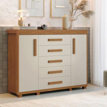 Imagem de Cômoda Sapateira 2 Portas e 5 Gavetas Espaçosa Havana100%MDF