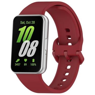 Imagem de Eiavike Pulseira esportiva de silicone para Samsung Galaxy Fit 3, pulseira de reposição ajustável para Galaxy Fit 3 SM-R390 mulheres e homens (vermelha)