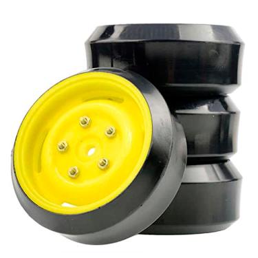 Imagem de LAFEINA 4 peças 1: 10 RC Drift Wheel Conjunto de Pneus Rígidos Rodas de Plástico para 1/10 RC On-Road Drifting Racing Car Parts (Amarelo)