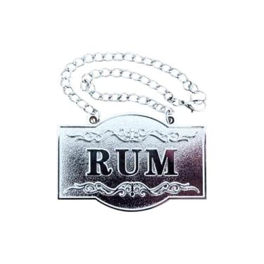 Imagem de IcyPeak Etiqueta decantadora 1PSC - Prata linda - Etiqueta de decantador de rum com corrente ajustável - Etiqueta de licor - 6 x 4 cm