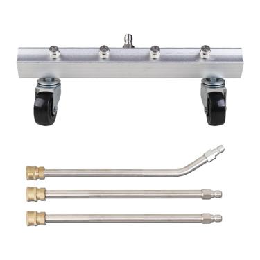 Imagem de Baoblaze Limpador de material rodante da arruela de pressão, vassoura de água sob lavadora de carros limpador 4000 psi com varinhas de extensão para decks de, 2 Reto 1 Curvo