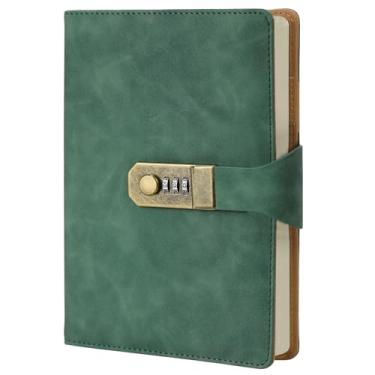 Imagem de LUMAI Caderno com Cadeado, Folhas em Branco Sem Pauta, Diário com Fechadura Secreta, Ideal para Criatividade, Privacidade, Projetos e Desenhos, Capa de Couro Resistente e Design Discreto – Verde