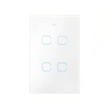 Imagem de FINYQBET Interruptor Inteligente Wi-Fi Touch, 4 botões, Interruptor Smart com Alexa e Google Assistant - Controle por Voz, Ideal para Automação Residencial (100-240V)