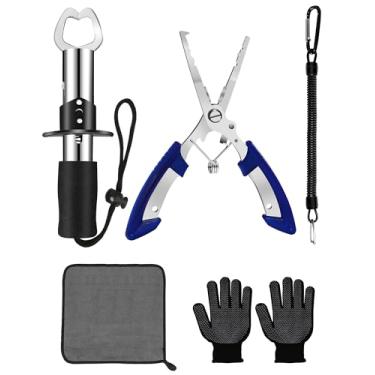 Imagem de COJOSQC Pegador de lábio de peixe, alicate de anel dividido de pesca, kit de ferramentas de remoção de anzol, presente de equipamento de pesca para homens, equipamento de pesca para corte de linha de