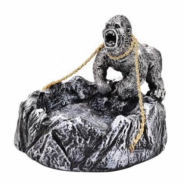 Imagem de Cinzeiro de mesa criatividade cinzeiros de mesa de resina personalidade de moda para homens fumadores para uso doméstico escritório ornamentos (cor: prateado, tamanho: B)