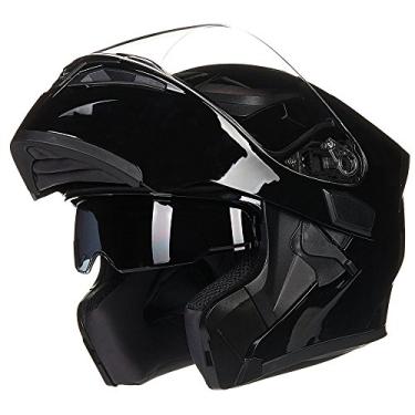 Imagem de Capacete para motocicleta ILM com viseira dupla e viseira modular completo DOT 6 coresILM X-Large preto 902-GB-XL