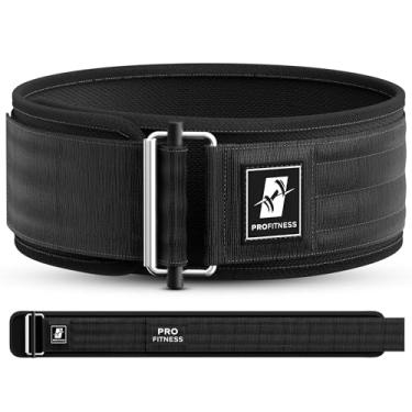 Imagem de (Large 90cm - 100cm (Waist size not pants size), Black/White) - ProFitness Weight Lifting Workout Belt (10cm Wide) - for Cross Training Weightlifting, Powerlifting, Gym, Squats, Deadlifts - Ideal Back Support for Men & Women