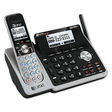 Imagem de AT & T TL88102 DECT 6.0 2-Line expansível Telefone Sem Fio com sistema de atendimento e Dual Caller ID / chamada em espera, 1 Handset, prata / preto