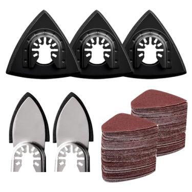 Imagem de towbluii Kit de Lixas de Detalhes de Ferramenta Oscilante 105 Peças, 3 Peças de Triângulo E 2 Peças de Lixa de Dedo, 100 Peças de Lixa Multiferramenta, Grão Adequado para Acabamento de Madeira, Lixame