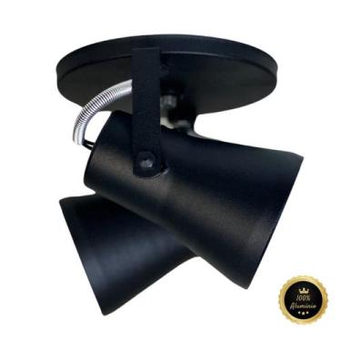 Imagem de Spot Duplo de Teto Sobrepor Preto em Alumínio Luminária Moderna Direci