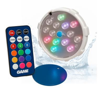 Imagem de GAME 4307-BB Luz de parede de piscina magnética de LED à prova d'água com controle remoto 100% à prova d'água e submersível, 10 cm, modelo antigo (descontinuado)