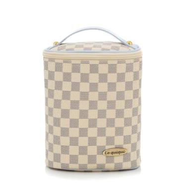 Imagem de Porta Mamadeira Lequiqui Escocesa Colour - Xadrez Cru c/ Azul