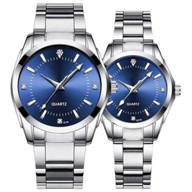 Imagem de Relógio SENRUD Couple Fashion, conjunto prateado de aço inoxidável